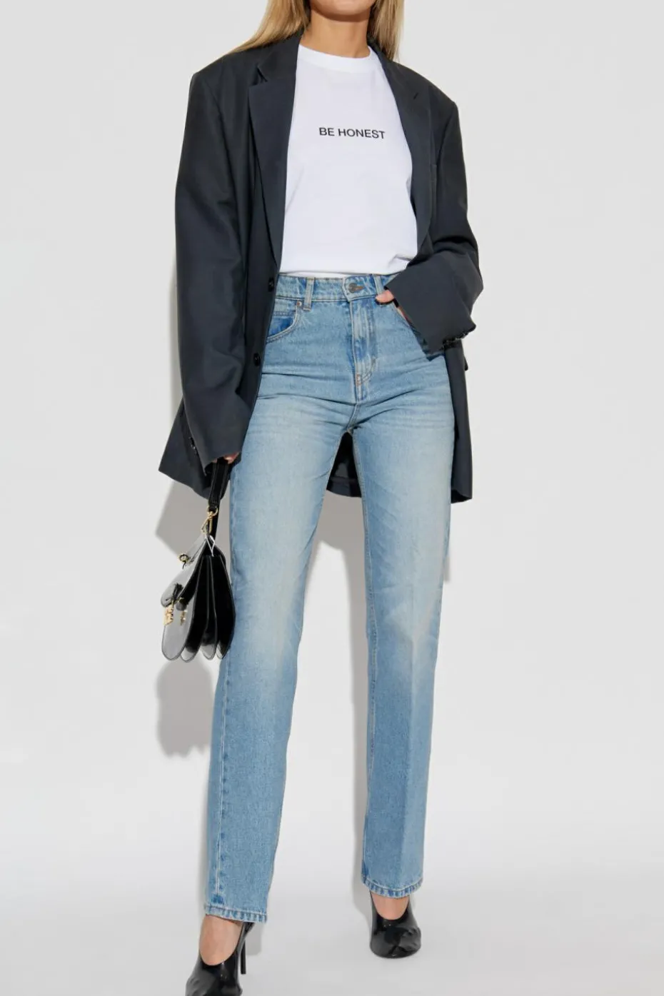Victoria Beckham jasnoniebieski Jeansy z logo