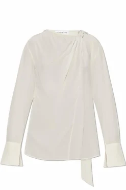 Victoria Beckham kremowy Jedwabny top