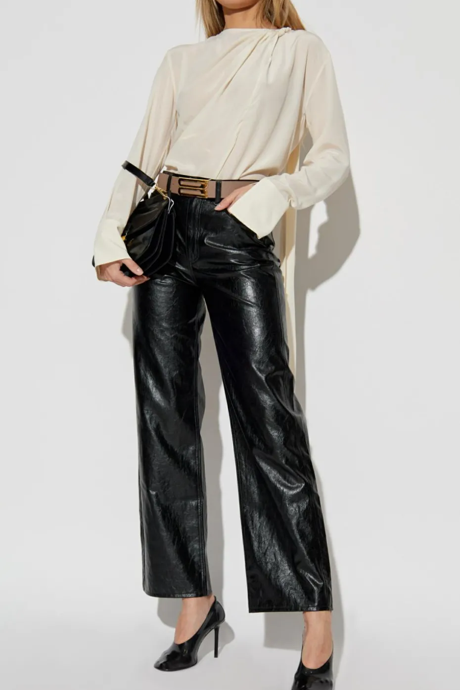 Victoria Beckham kremowy Jedwabny top