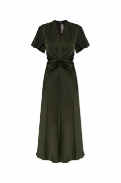 Victoria Beckham ZIELONY Sukienka z drapowaniem