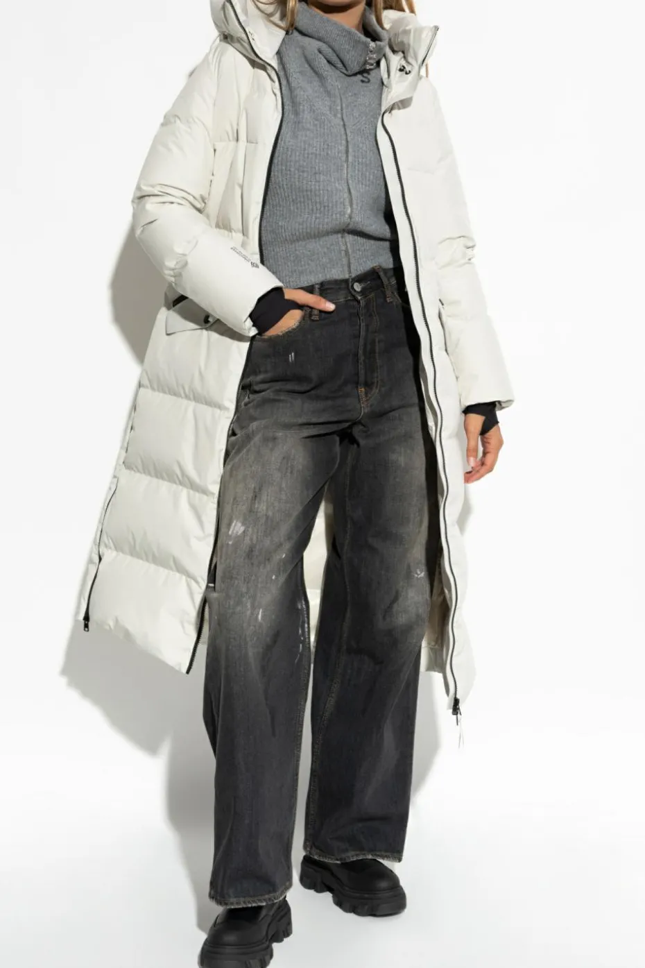 Woolrich BIAŁY Kurtka puchowa z kapturem