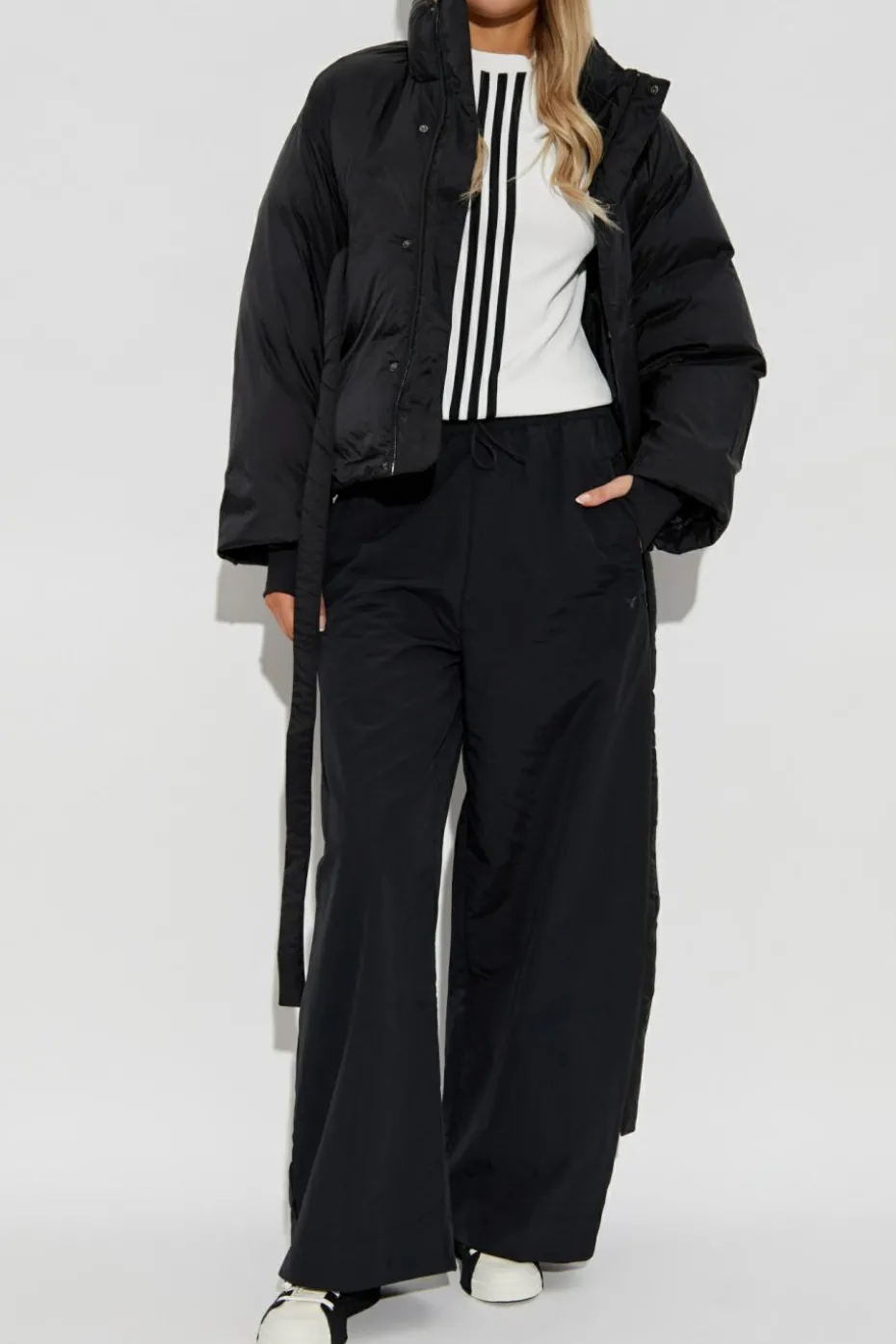 Y-3 CZARNY Kurtka puchowa z wzorem