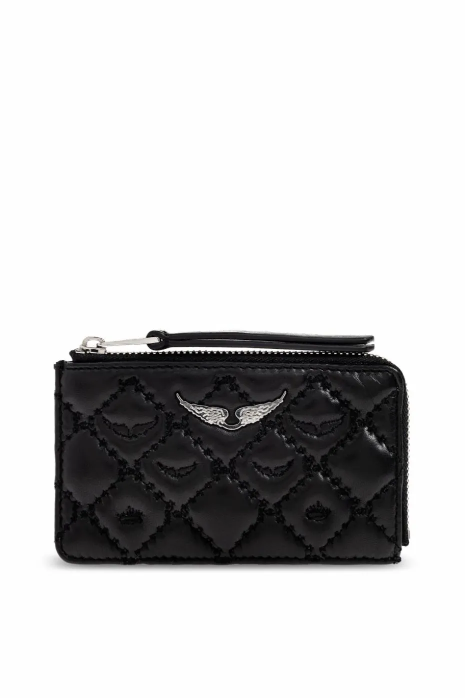 Zadig & Voltaire CZARNY Pikowany portfel skórzany