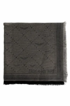 Zadig & Voltaire CZARNY Szal z lureksową nicią