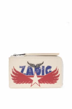 Zadig & Voltaire kremowy Etui na karty z nadrukiem
