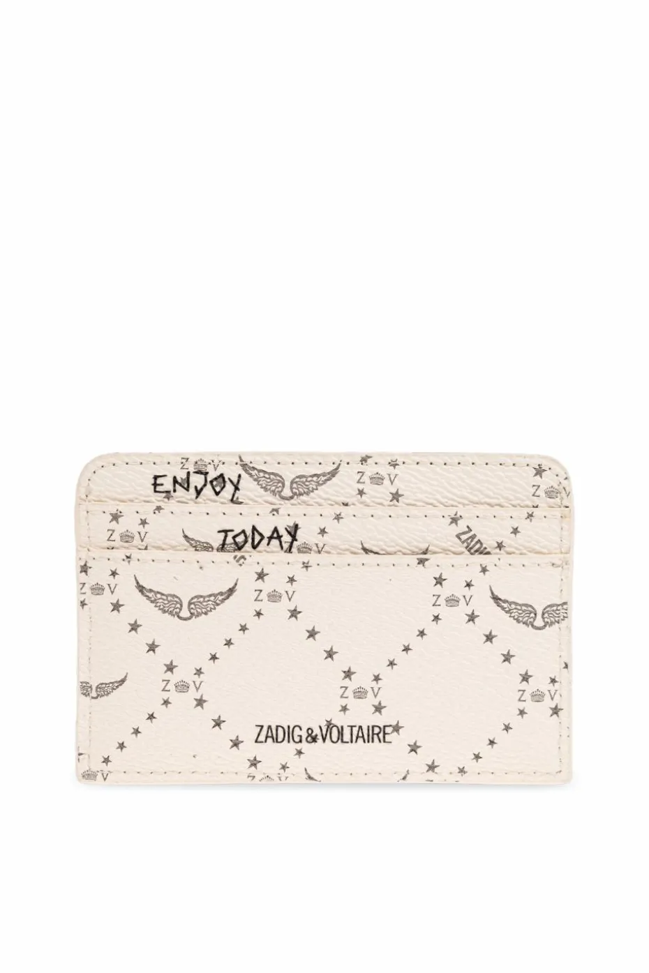 Zadig & Voltaire kremowy Etui na karty z logo