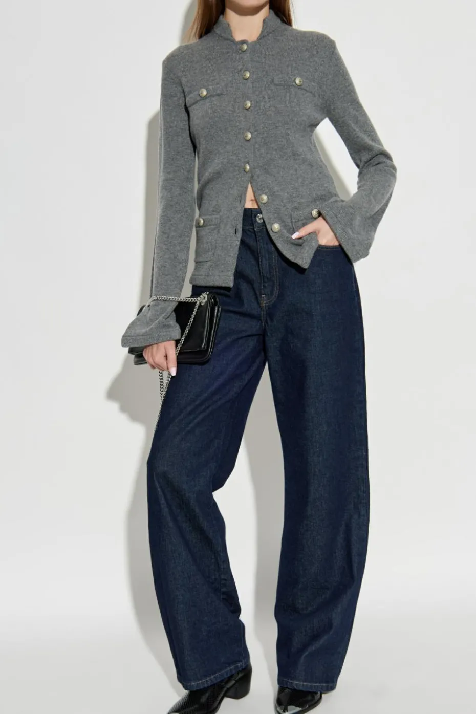Zadig & Voltaire SZARY Wełniany kardigan